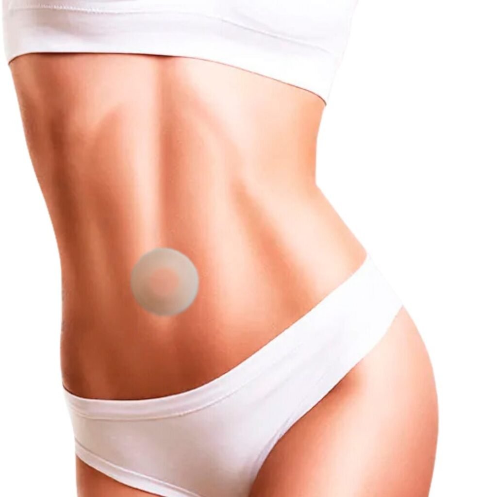 Barriga de mulher em pose de corpo saudável